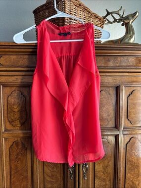 American Eagle Outfitters Red Ruffle Front Sleeveless Camisole